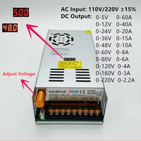 Transformateurs AC DC 220V à 5V 12V 24V Alimentation à découpage Réglable 36V 48V 60V 80V 120V 160V 220V 480W Affichage numérique