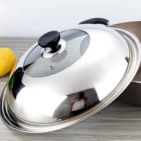 Penjualan Langsung Pabrik Tutup Panci Universal 32-40CM Bahan Stainless Steel Tutup Kaca untuk Penggorengan Aksesoris Wok
