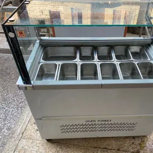 China Commercial Freezer Glas Display Kühler Rechtwinklig Salat Bar Kühler Iced Brei Kühler Salat kühler