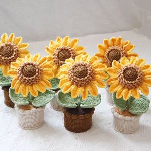 S012 Flor de imitación hecha a mano de alta calidad, ramo de girasol de gran tamaño, planta en maceta, flor de tejer <span class=keywords><strong>Artificial</strong></span> - Product Image 4