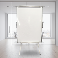Tableau blanc effaçable à sec sur pied avec cadre en aluminium, hauteur réglable, 100 x 70 cm, pour bureau et école