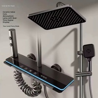 Sistema de Ducha Inteligente Digital LED de Lujo de Acero Inoxidable Montado en la Pared con Cabezal de Ducha Manual y Grifo Mezclador