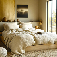 Housse de couette en mousseline douce à deux couches en coton naturel, ensemble de literie complet pour la maison, la chambre à coucher, usage quotidien