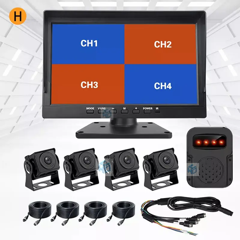 10.1 Inch 4 Kanaals Monitor Bsd Vrachtwagen Alarm Bus Aan Boord Dvr Videorecorder Monitor Met 4 Ahd 1080P Parking Camera 'S