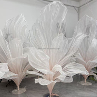 Fleurs géantes artificielles en gaze à pétales modelés, décoration de table, fond floral en organza rose pour mariage et événements festifs
