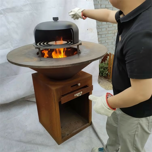 Four à pizza portable pour barbecue, double grande taille, en acier Corten, à fixer sur un réchaud de camping ou un four à bois, pour extérieur - Product Image 1