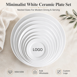Assiette Ronde Moderne en Céramique sur Mesure de 10,5 Pouces, Vaisselle en Porcelaine Blanche pour Dîner, Pâtes, Maison et Restaurant - Product Image 1