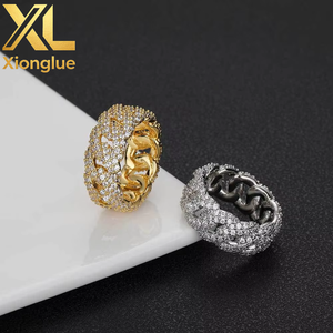 Bague de luxe personnalisée pour homme, style hip-hop, avec pavé de zircons, plaqué rhodium/or - Product Image 6