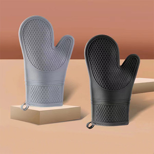Gants de cuisine en silicone avec logo personnalisé imprimé, couche en <span class=keywords><strong>coton</strong></span>, résistants à la chaleur, pour barbecue, cuisine, micro-ondes - Product Image 1