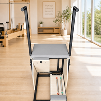 Chaise de Pilates portable et réglable QT en bois de chêne, avec barres, baril et poignées, pour la maison, la salle de sport et le studio, garantie 3 ans