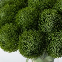 Flores Artificiales de Dianthus Verde al por Mayor con Jarrón de Vidrio para Arreglos Florales en Hoteles y Restaurantes