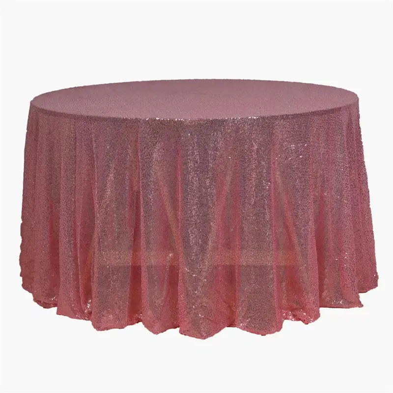 120" pink Seamless Premium Sequin round table cloth Wrinkle Free Sparkle Glitter Tablecover