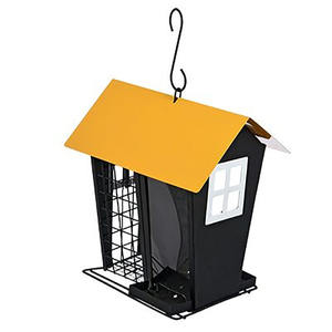 Mangeoire à oiseaux suspendue JH-Mech 23* 21*18cm 0,76kg avec toit résistant aux intempéries, décoration de jardin, mangeoire à oiseaux sauvages en métal - Product Image 1