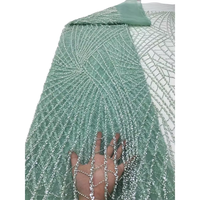 Tissu en dentelle de luxe brodé écologique blanc à sequins et perles, orné de diamants brillants pour robes de mariée et vêtements pour garçons et filles