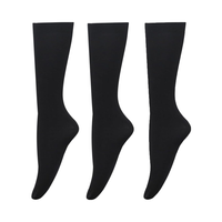 Bestjybt Opaque Stretchy Nylon Chaussettes hautes pour femme 3 paires avec logo tricoté sur la manchette pour l'automne