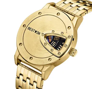 Новинка 912, повседневные мужские часы BESTWIN, мужские наручные часы с временной скоростью, модные золотые кварцевые часы bestwin