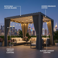 Pergola bioclimatique 3x4 avec toit ouvrant en acier, pergola électrique extérieure, résistante au vent, écologique, toiture de terrasse portable