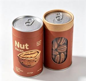 Nuts Custom Paper Tube Packaging with Sealed Lid Recyclable Food Grade Craft Paper Cylinder Container for Nuts - Product Image 3