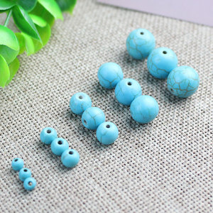 ลูกปัดสีฟ้าเทอร์ควอยซ์ทรงกลมสำหรับทำเครื่องประดับ DIY วัสดุทำสร้อยข้อมือ ขนาดกลาง ผ่านการเคลือบด้วยอีพ็อกซี่เรซิ่น - Product Image 1