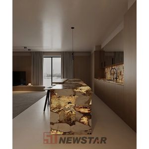 Modern Translucent Pandora Quartzite Kitchen Island Home Hotel Kitchen Island Marble Countertop - Product Image 4