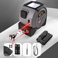 Mètre laser 3-en-1, niveau à bulle croisé, télémètre numérique avec écran LCD rétroéclairé, portée 40m
