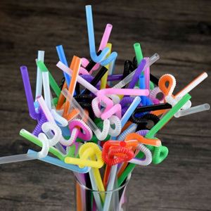 Creative Curly Biodegradable <b>Degradable</b> Disposable Straws Flexible <b>Plastic</b> Drinking Straws for Cocktails Wine Parties Bars - Product Image 2