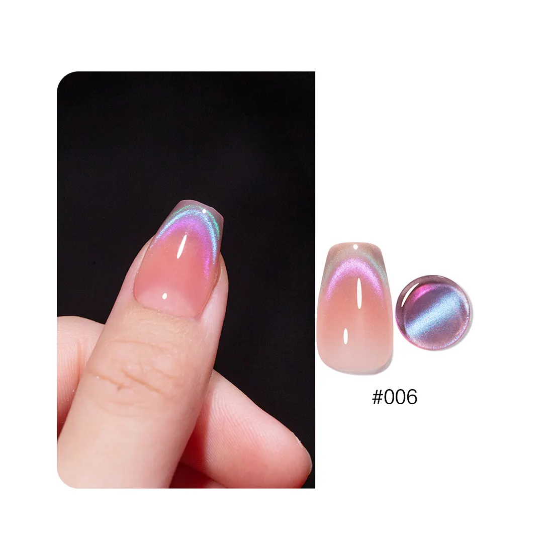 Arc-en-ciel œil de chat marque privée tremper UV LED Gel vernis Holo Nail Design Laser réfléchissant magique holographique Cateye Cat Eye Gel