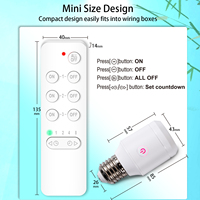 Prise d'ampoule télécommandée Kit d'interrupteur de prise de lumière sans fil Support de lumière à distance Base E26/E27 Sans câblage Charge LED 5A/500W