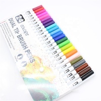 Touchfive — stylos-feutres marqueurs à double brosse, 24 couleurs, marqueurs à pointe Fine et ensemble de stylos marqueurs avec brosse surligneur