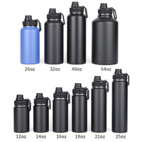Bouteille d'eau modulaire 3-en-1 de 32 oz, gourde isotherme en acier inoxydable avec bec verseur à ouverture large, logo personnalisé