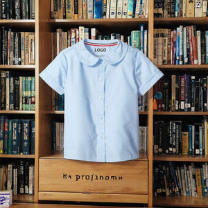 Blusa de uniforme escolar corta de Invierno Azul personalizada para niñas, blusa de poliéster/algodón con cuello <span class=keywords><strong>Peter</strong></span> Pan para niños de primaria - Product Image 2