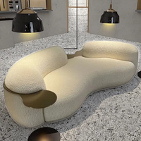 Ensemble de canapés modulaires en velours sectionnel incurvé, canapé-lit avec design moderne - Crème/Blanc pois, salon Wabi Sabi, canapé confortable