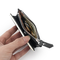 Portefeuille court bifold tendance en cuir véritable avec blocage RFID, poche à monnaie zippée et fenêtre d'identification pour hommes et femmes, logo personnalisé