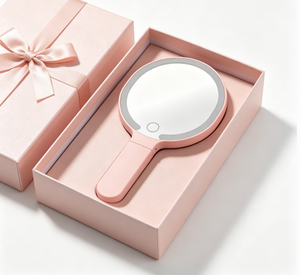 Round <b>LED</b> Makeup <b>Mirror</b> with Touch Switch Portable Paraffin Wax Design Minimalist Style Safe for Home Use Freestanding Christmas - Product Image 3