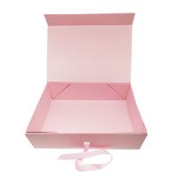 Gerippter Griff Rosa Faltbare Magnetische Geschenkbox - Extragroße Größe mit Vollabdeckplatte - Individueller Golddruck