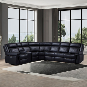 Bộ ghế sofa da cao cấp thiết kế hiện đại cho phòng khách, đa chức năng, có đèn LED, kiểu dáng mô đun, có chức năng ngả lưng. - Product Image 4