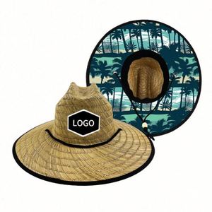 Sombreros de Paja de Alta Calidad al por Mayor, Sombrero de Vaquero de Paja Natural, Sombreros de Paja Personalizados para Protección Solar Tropical, Sombreros de Paja para Salvavidas de Playa - Product Image 3