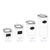 Lot de 24 grands contenants hermétiques en plastique pour céréales, organisateurs de garde-manger pour le stockage du sucre, de la farine et autres aliments secs