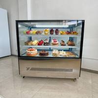 Vitrine Réfrigérée Compacte à Angle Droit pour Pâtisseries, Présentoir Commercial de Gâteaux pour Comptoir de Bar à Café avec 4 Roues Universelles