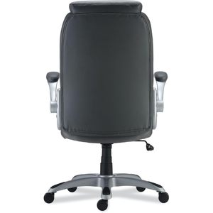 Fauteuil de bureau Alera LEITHEN en similicuir, dossier mi-haut, supporte jusqu'à 275 lb, siège/dossier gris, base argentée, fabriqué en contreplaqué, mousse et matériau PU - Product Image 1