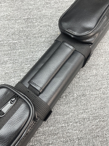 Black PU Leather Billiard Cue Case 2x2 Pool Cue Carrying Bag 1 2 Size with Shoulder Strap and Zipper Pockets - Product Image 5