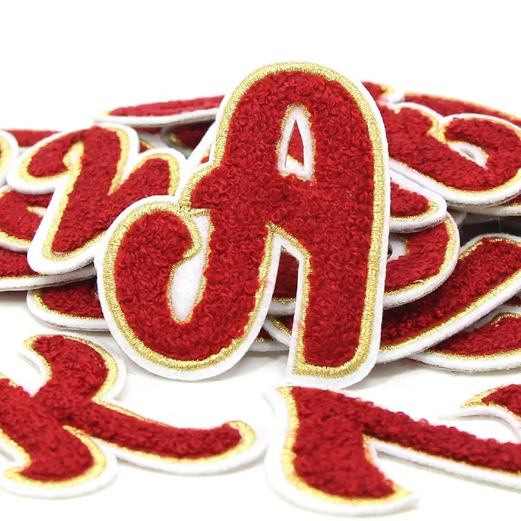 Clothes Sticker Towel Embroidery Patches Iron On English Alphabet Letter 3D Red Letter Patch