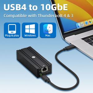 Lekuo อะแดปเตอร์อีเทอร์เน็ต10Gbps RJ45พอร์ตสำหรับ Pro-USB4ธันเดอร์โบลต์3/4ดองเกิลเครือข่ายแบบมีสายภายนอก (มีในสต็อก) USB4เป็นอีก - Product Image 2