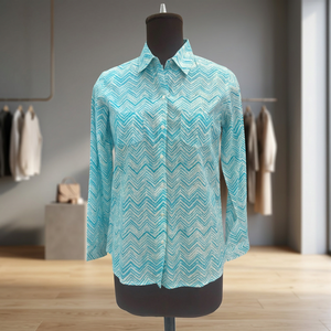 Camisa Azul de Mujer con Botones, Manga Larga, Cuello Clásico, Estilo Oficina, Vintage, Ecológica, para Primavera/Verano - Product Image 2