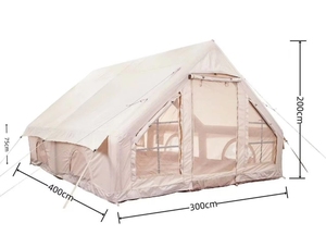 Grande tente de camping en plein air étanche, abri gonflable en cas de catastrophe, une chambre à coucher, matériau Oxford en PVC, cabine à air facile - Product Image 6