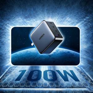 Cargador de pared USB-C UGREEN de 100 W con 4 puertos para teléfono, portátil y tableta - Adaptador de carga rápida PD 3.0 con cable trenzado de 1,5 m - Product Image 2