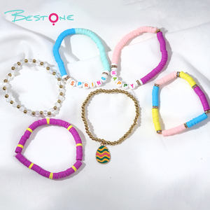 New Jewelry Customized Private Label Easter Egg <b>Charm</b> Letter Beads Multilayer Clay Beaded <b>Bracelet</b> - Product Image 6