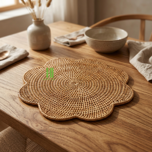 New Arrival Hot Trend Rattan Charger Plates Boho Rattan Placemat OEM Hot Sale Placemat Wicker Charger Plate From Vietnam - Product Image 1
