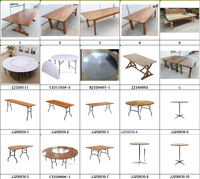 Table de banquet ronde pliante JJ250030 avec plateau en contreplaqué, pieds en métal robustes, table ronde pliable pour mariage, événement, location