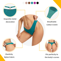 Green Envoy En gros Strings de sport sans couture Tanga à dos en V avec anneau décoratif Couleur unie Ropa Interior Mujer Sous-vêtements pour femmes